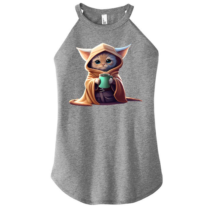 Cat Coffee Lover Kitten Baby Cute Adorable Fan Art Gift Women's Perfect Tri Rocker Tank