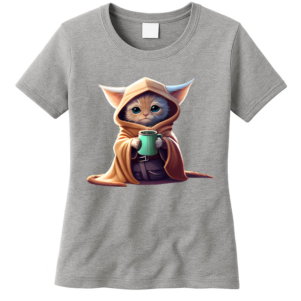 Cat Coffee Lover Kitten Baby Cute Adorable Fan Art Gift Womens T-Shirt