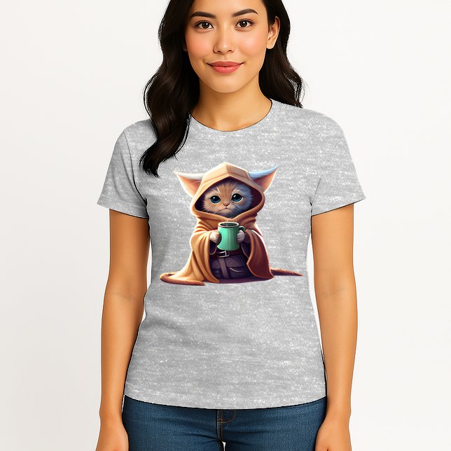 Cat Coffee Lover Kitten Baby Cute Adorable Fan Art Gift Womens T-Shirt