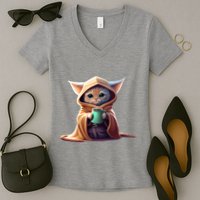 Cat Coffee Lover Kitten Baby Cute Adorable Fan Art Gift Women's V-Neck T-Shirt