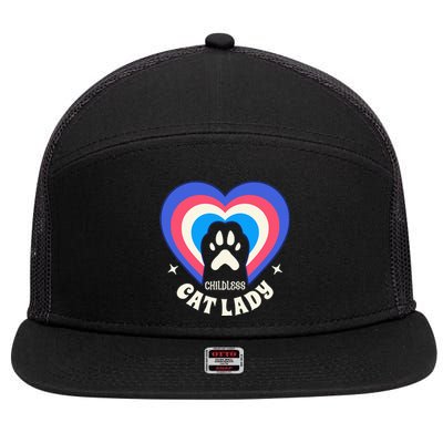 Childless Cat Lady 7 Panel Mesh Trucker Snapback Hat