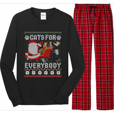 Cute Cat Lover Ugly Sweater Cats For Everybody Christmas Gift Long Sleeve Pajama Set