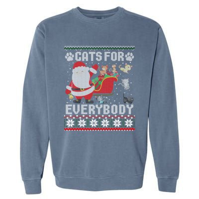 Cute Cat Lover Ugly Sweater Cats For Everybody Christmas Gift Garment-Dyed Sweatshirt