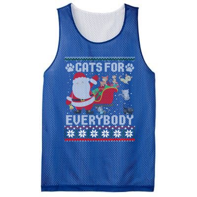 Cute Cat Lover Ugly Sweater Cats For Everybody Christmas Gift Mesh Reversible Basketball Jersey Tank