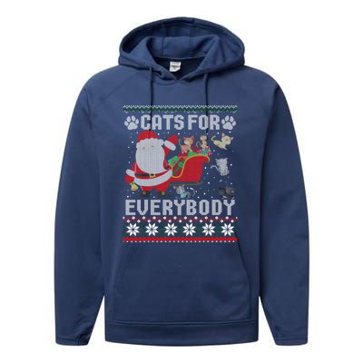 Cute Cat Lover Ugly Sweater Cats For Everybody Christmas Gift Performance Fleece Hoodie