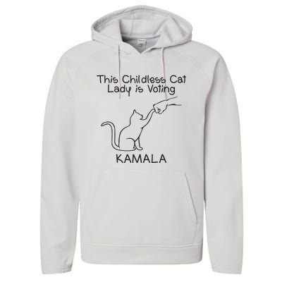 Childless Cat Lady Is Voting Kamala Performance Fleece Hoodie