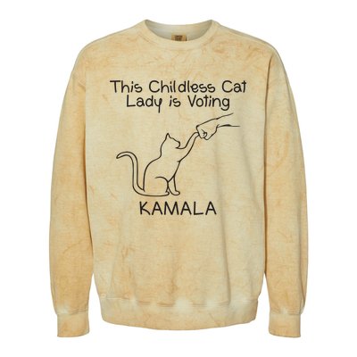 Childless Cat Lady Is Voting Kamala Colorblast Crewneck Sweatshirt