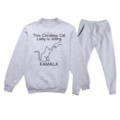 Childless Cat Lady Is Voting Kamala Premium Crewneck Sweatsuit Set