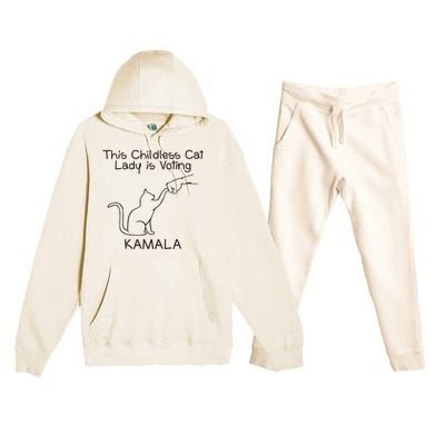 Childless Cat Lady Is Voting Kamala Premium Hooded Sweatsuit Set