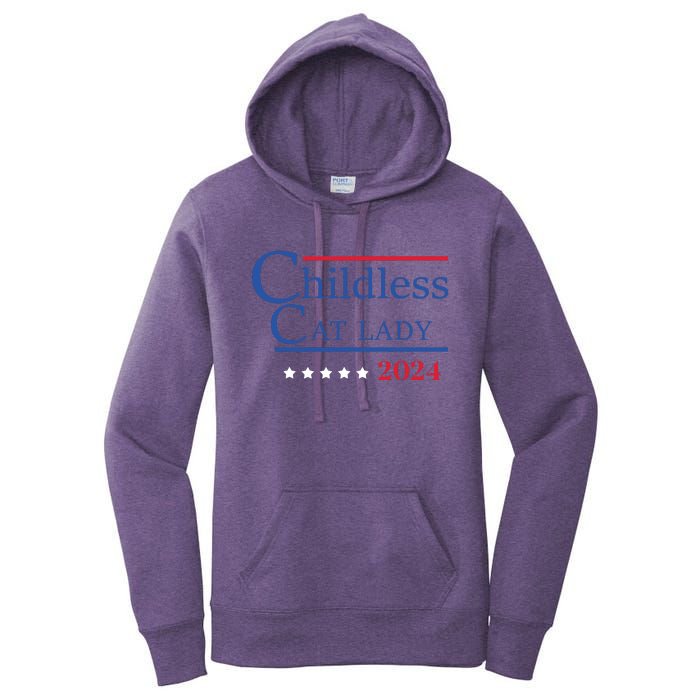 Childless Cat Lady 2024 Ladies Is Voting Kamala Women's Pullover Hoodie