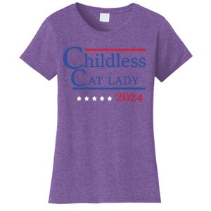 Childless Cat Lady 2024 Ladies Is Voting Kamala Women's T-Shirt