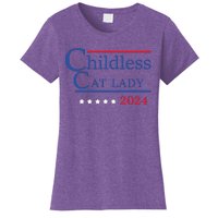 Childless Cat Lady 2024 Ladies Is Voting Kamala Women's T-Shirt