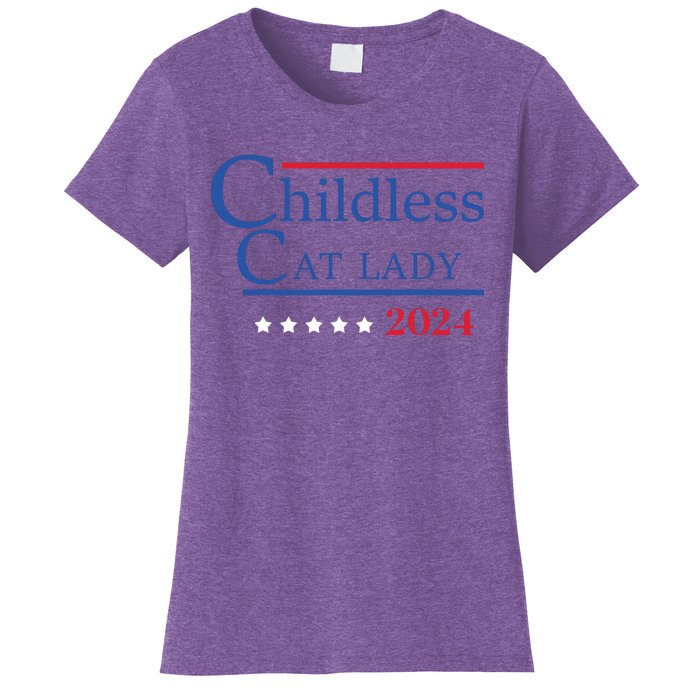 Childless Cat Lady 2024 Ladies Is Voting Kamala Women's T-Shirt