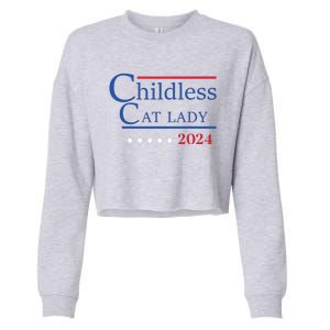 Childless Cat Lady 2024 Ladies Is Voting Kamala Cropped Pullover Crew