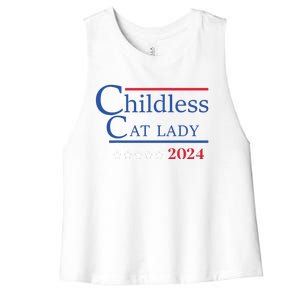 Childless Cat Lady 2024 Ladies Is Voting Kamala Women's Racerback Cropped Tank