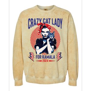 Crazy Cat Lady For Kamala 2024 Kamala Election 2024 Vote Colorblast Crewneck Sweatshirt