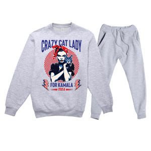 Crazy Cat Lady For Kamala 2024 Kamala Election 2024 Vote Premium Crewneck Sweatsuit Set