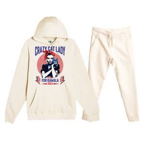 Crazy Cat Lady For Kamala 2024 Kamala Election 2024 Vote Premium Hooded Sweatsuit Set