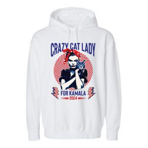 Crazy Cat Lady For Kamala 2024 Kamala Election 2024 Vote Garment-Dyed Fleece Hoodie