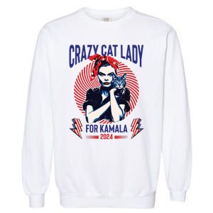 Crazy Cat Lady For Kamala 2024 Kamala Election 2024 Vote Garment-Dyed Sweatshirt