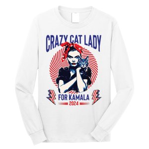 Crazy Cat Lady For Kamala 2024 Kamala Election 2024 Vote Long Sleeve Shirt