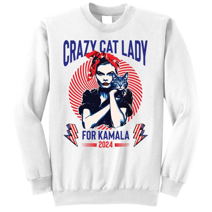 Crazy Cat Lady For Kamala 2024 Kamala Election 2024 Vote Sweatshirt