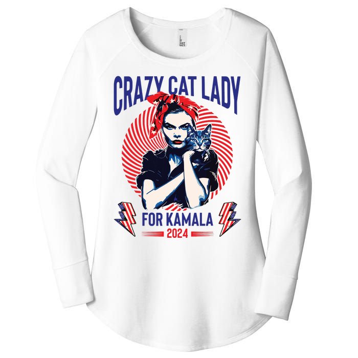 Crazy Cat Lady For Kamala 2024 Kamala Election 2024 Vote Women's Perfect Tri Tunic Long Sleeve Shirt