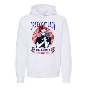 Crazy Cat Lady For Kamala 2024 Kamala Election 2024 Vote Premium Hoodie