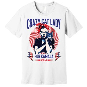 Crazy Cat Lady For Kamala 2024 Kamala Election 2024 Vote Premium T-Shirt