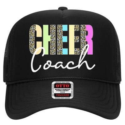 Cheer Coach Leopard Cheerleading Cute Cheer Coach High Crown Mesh Back Trucker Hat