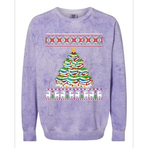 Cute Christmas Library Tree Gift Librarian And Book Ugly Gift Colorblast Crewneck Sweatshirt