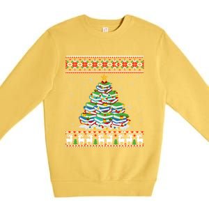 Cute Christmas Library Tree Gift Librarian And Book Ugly Gift Premium Crewneck Sweatshirt