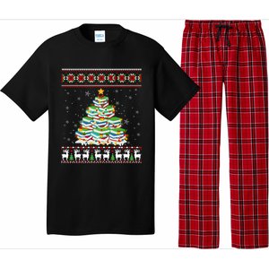 Cute Christmas Library Tree Gift Librarian And Book Ugly Gift Pajama Set