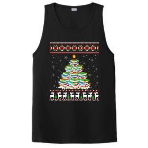 Cute Christmas Library Tree Gift Librarian And Book Ugly Gift PosiCharge Competitor Tank