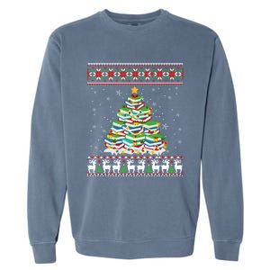 Cute Christmas Library Tree Gift Librarian And Book Ugly Gift Garment-Dyed Sweatshirt