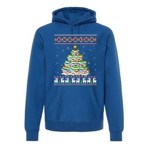 Cute Christmas Library Tree Gift Librarian And Book Ugly Gift Premium Hoodie