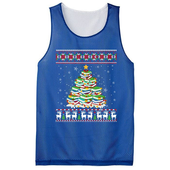 Cute Christmas Library Tree Gift Librarian And Book Ugly Gift Mesh Reversible Basketball Jersey Tank