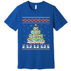 Cute Christmas Library Tree Gift Librarian And Book Ugly Gift Premium T-Shirt