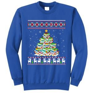 Cute Christmas Library Tree Gift Librarian And Book Ugly Gift Tall Sweatshirt