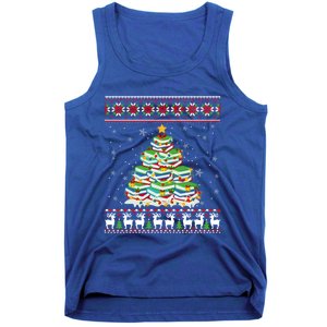 Cute Christmas Library Tree Gift Librarian And Book Ugly Gift Tank Top