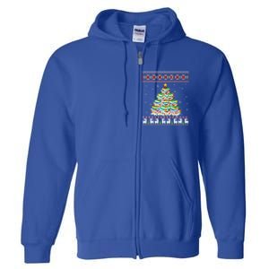 Cute Christmas Library Tree Gift Librarian And Book Ugly Gift Full Zip Hoodie