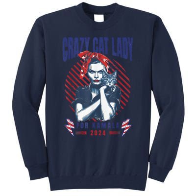 Crazy Cat Lady For Kamala 2024 Tall Sweatshirt