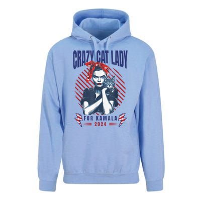 Crazy Cat Lady For Kamala 2024 Unisex Surf Hoodie