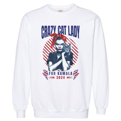 Crazy Cat Lady For Kamala 2024 Garment-Dyed Sweatshirt