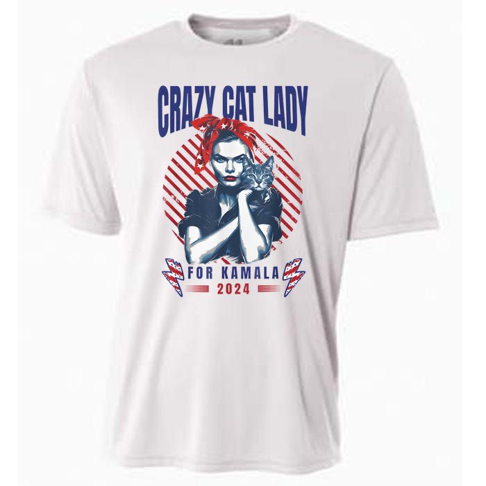 Crazy Cat Lady For Kamala 2024 Cooling Performance Crew T-Shirt