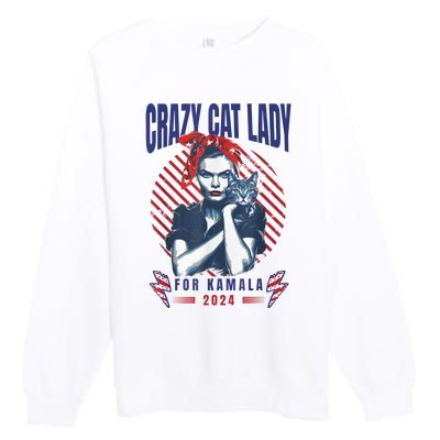 Crazy Cat Lady For Kamala 2024 Premium Crewneck Sweatshirt