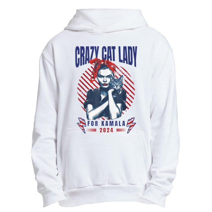 Crazy Cat Lady For Kamala 2024 Urban Pullover Hoodie