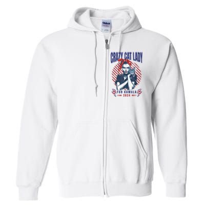 Crazy Cat Lady For Kamala 2024 Full Zip Hoodie