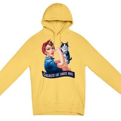 Childless Cat Ladies Vote Rosie The Riveter Premium Pullover Hoodie