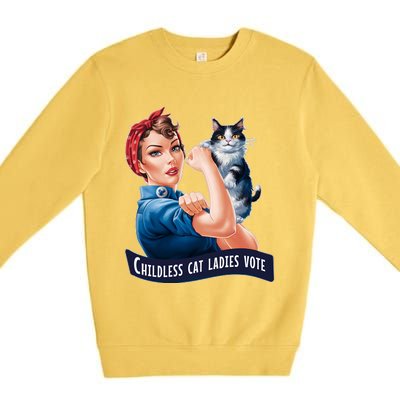 Childless Cat Ladies Vote Rosie The Riveter Premium Crewneck Sweatshirt